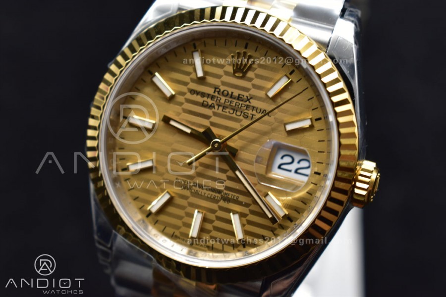 DateJust 36 SS/YG 126231 VSF 1:1 Best Edition 904L Steel Gold Textured Dial on Jubilee Bracelet VS3235