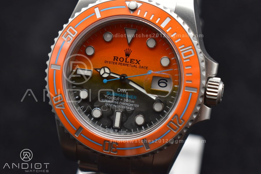 Submariner DIW Sandblasted VSF 1:1 Best Edition Orange Ceramic Bezel Orange/Black Dial on SS Bracelet VS3135