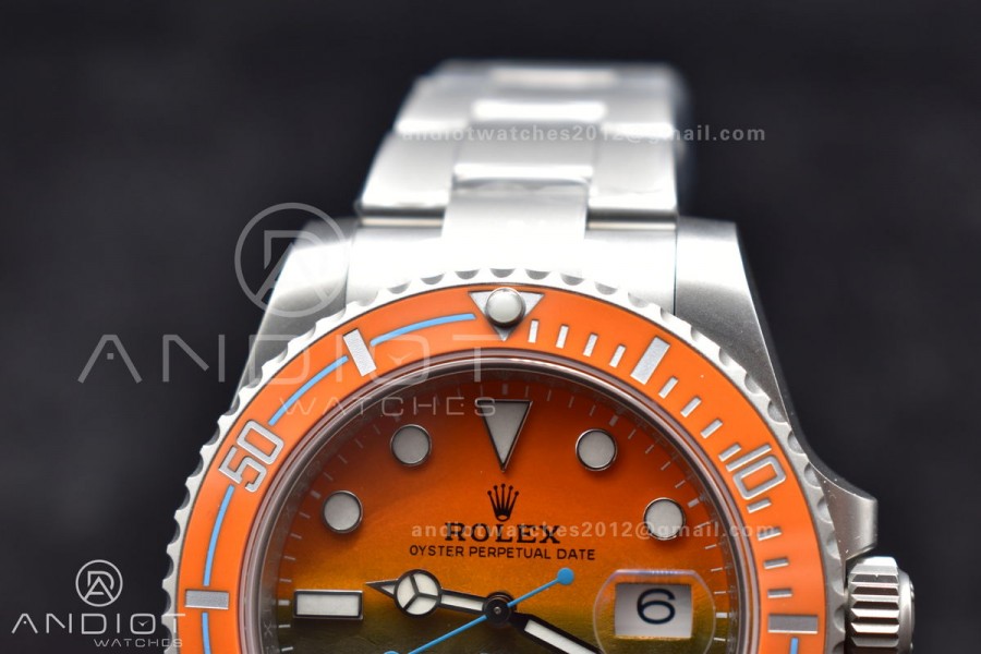 Submariner DIW Sandblasted VSF 1:1 Best Edition Orange Ceramic Bezel Orange/Black Dial on SS Bracelet VS3135