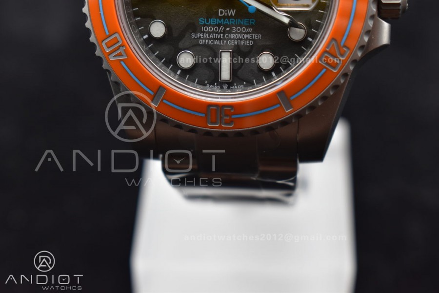 Submariner DIW Sandblasted VSF 1:1 Best Edition Orange Ceramic Bezel Orange/Black Dial on SS Bracelet VS3135