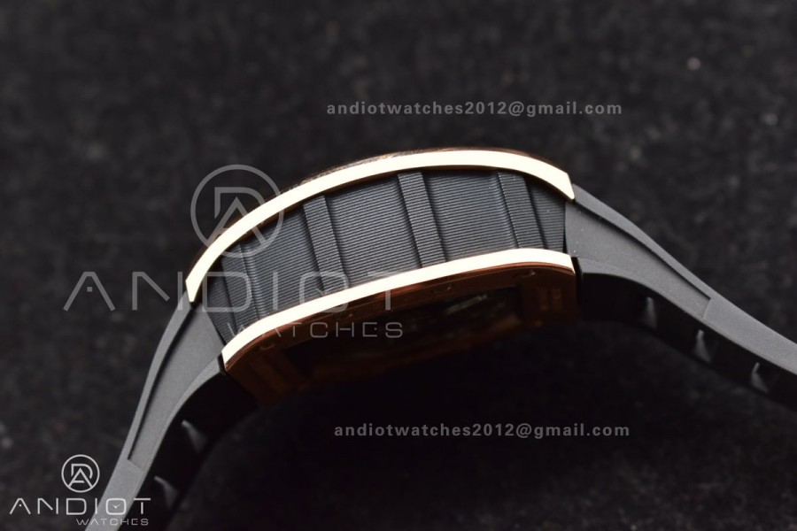 RM011 RG Chrono KVF 1:1 Best Edition Crystal Dial Black on Black Rubber Strap A7750 V3