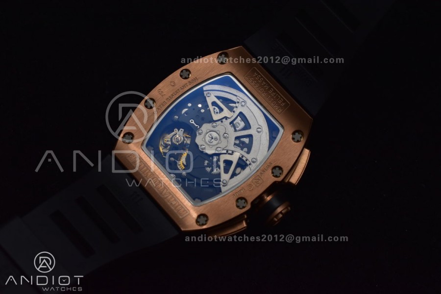 RM011 RG Chrono KVF 1:1 Best Edition Crystal Dial Black on Black Rubber Strap A7750 V3