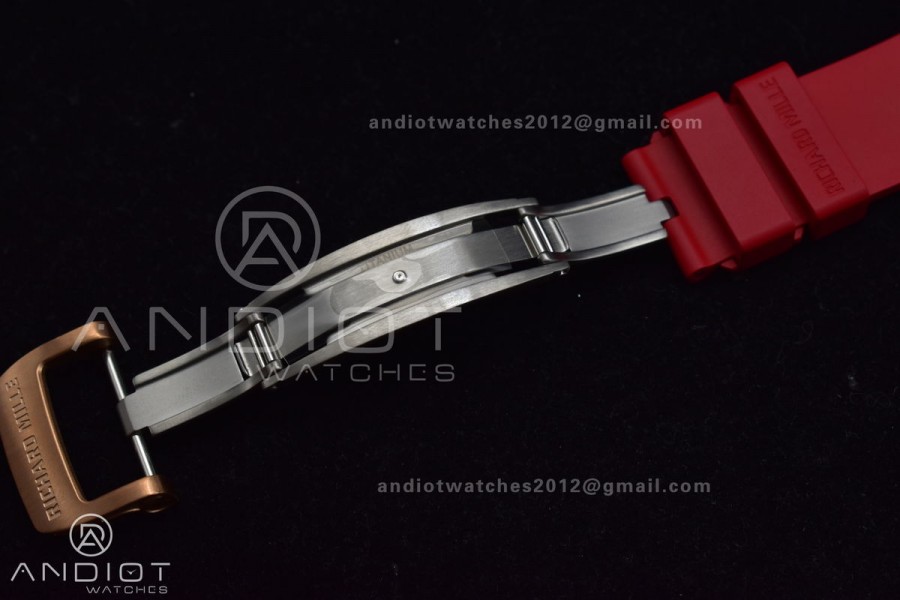 RM011 NTPT Chrono Lotus KVF 1:1 Best Edition Crystal Dial on Red Rubber Strap A7750 V2