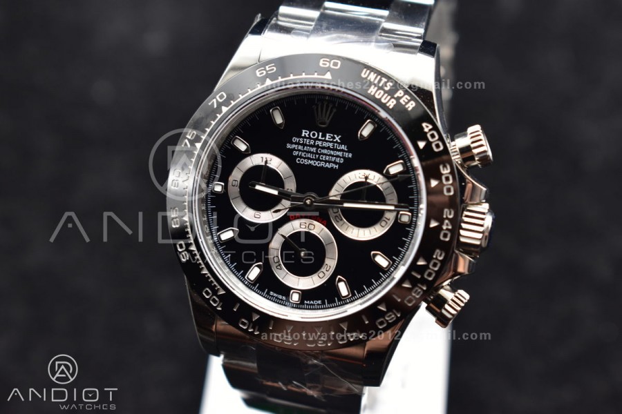 Daytona 116500 APSF 1:1 Best Edition 904L SS Case and Bracelet Black Dial SH4130