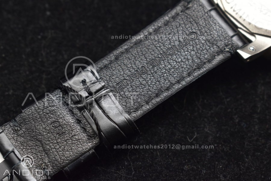 PAM1096 W Luminor GMT 42mm Titanium VSF 1:1 Best Edition Black Dial on Black Leather Strap P.9011 Super Clone