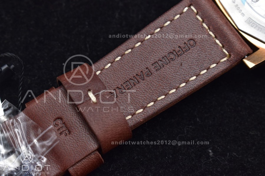 PAM968 V Bronzo VSF 1:1 Best Edition Brown Ceramic Bezel and Dial on Brown Calfskin Strap P.9010 Clone