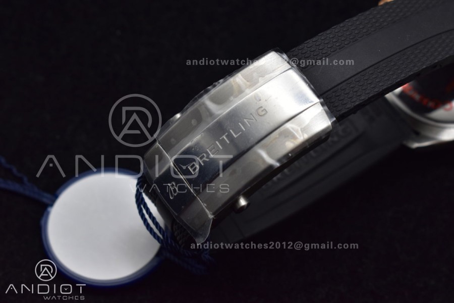 SuperOcean Automatic 42 SS/RG BLSF 1:1 Best Edition Black Dial on Black Rubber Strap A2824