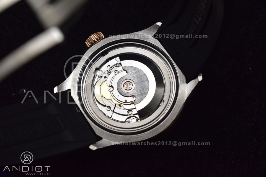 SuperOcean Automatic 42 SS/RG BLSF 1:1 Best Edition Black Dial on Black Rubber Strap A2824