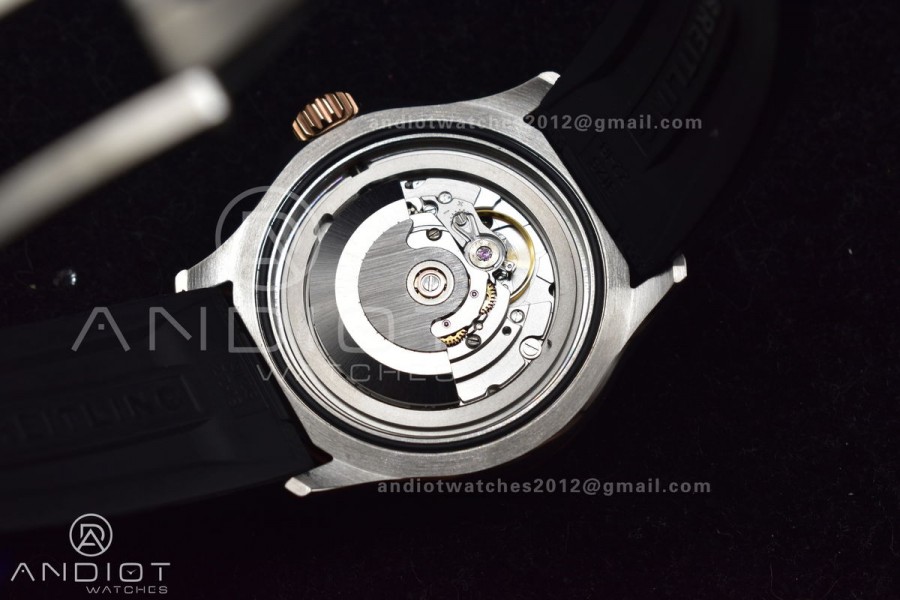 SuperOcean Automatic 42 SS/RG BLSF 1:1 Best Edition Black Dial on Black Rubber Strap A2824