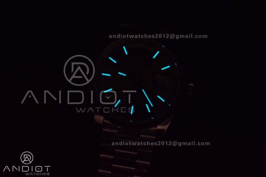 DayDate 40 GMF Tungsten Weighted 904L Steel Grey Dial Stick Markers On President Bracelet A2836 V2