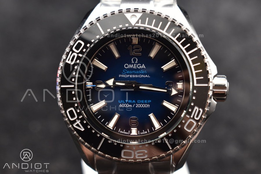 Seamaster 6000M Ultra Deep SS TF 1:1 Best Edition Blue Dial Black Ceramic Bezel on SS Bracelet A2824