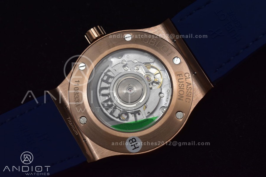 Classic Fusion 45mm SS HBF 1:1 Best Edition Blue Dial with Diamond Bezel on Blue Gummy Strap A2892