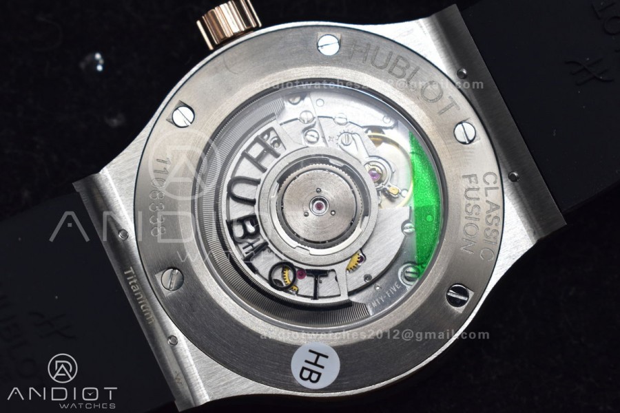 Classic Fusion 45mm RG HBF 1:1 Best Edition Black Dial on Black Gummy Strap A2892