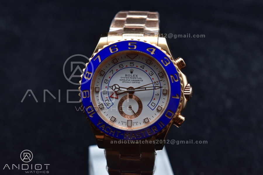 YachtMaster II 116685 RG Blue Ceramic GMF 1:1 Best Edition on RG Bracelet A7750