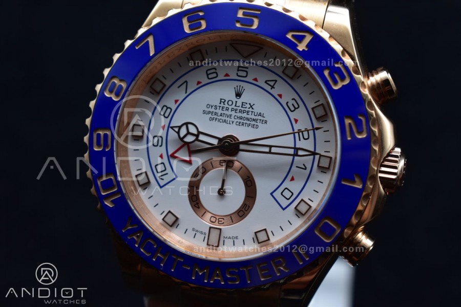YachtMaster II 116685 RG Blue Ceramic GMF 1:1 Best Edition on RG Bracelet A7750