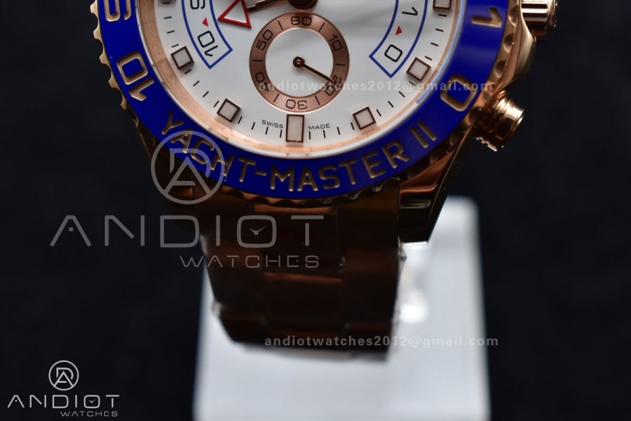 YachtMaster II 116685 RG Blue Ceramic GMF 1:1 Best Edition on RG Bracelet A7750