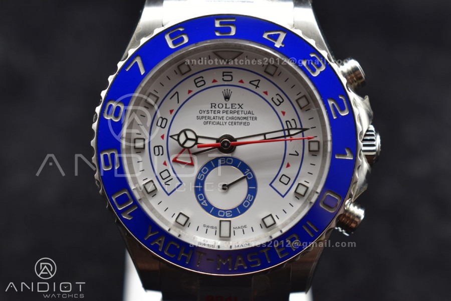 YachtMaster II 116689 SS GMF 1:1 Best Edition Blue Ceramic Bezel White Dial on SS Bracelet A7750