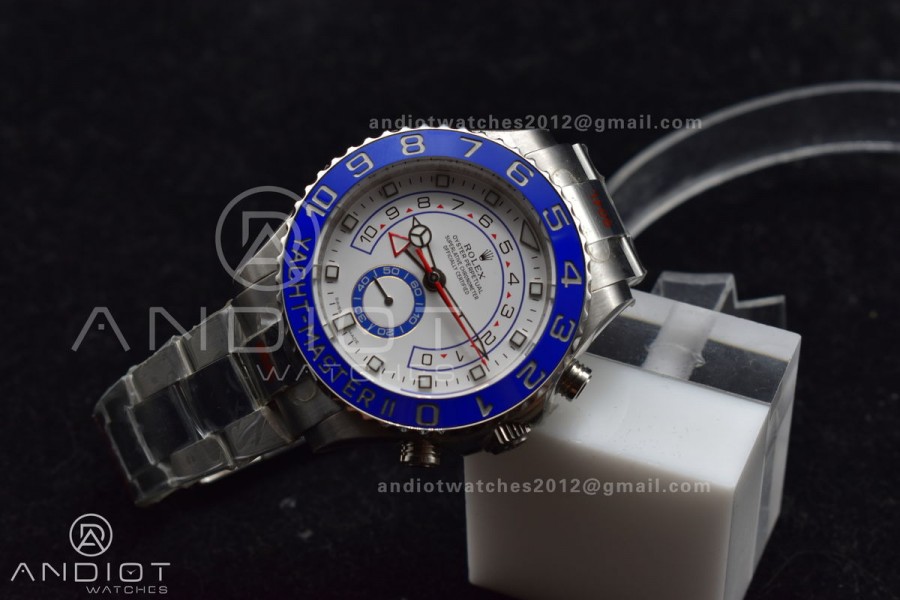 YachtMaster II 116689 SS GMF 1:1 Best Edition Blue Ceramic Bezel White Dial on SS Bracelet A7750