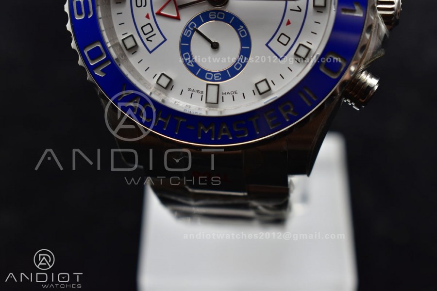YachtMaster II 116689 SS GMF 1:1 Best Edition Blue Ceramic Bezel White Dial on SS Bracelet A7750