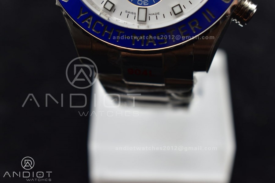 YachtMaster II 116689 SS GMF 1:1 Best Edition Blue Ceramic Bezel White Dial on SS Bracelet A7750