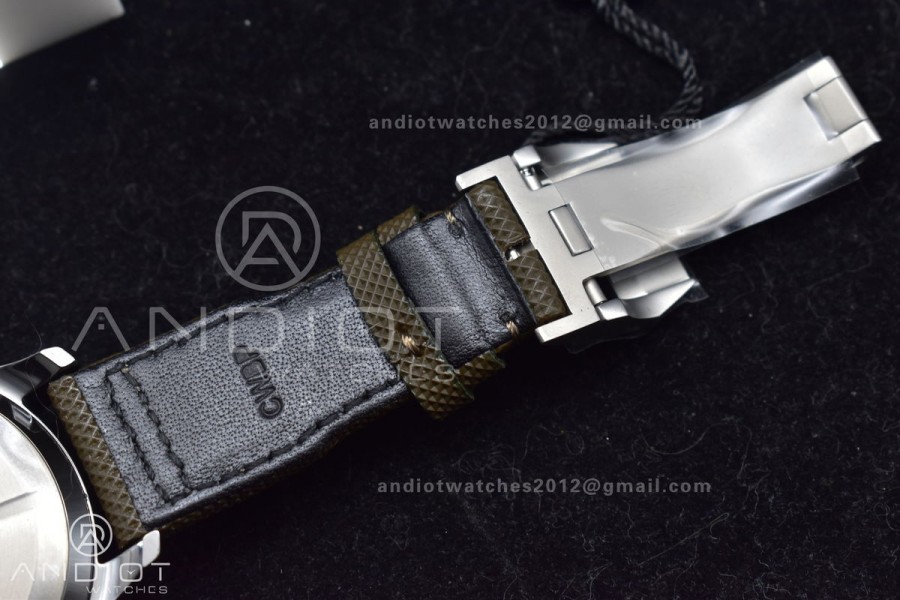 Pilot Chrono Top Gun IW389002 Real Ceramic ZF 1:1 Best Edition Gray Dial on Green Calfskin Strap A7750