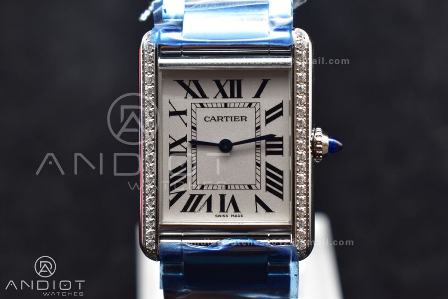 Tank Solo 27.5mm K11F SS White Dial With Diamond Bezel On SS Bracelet Ronda Quartz