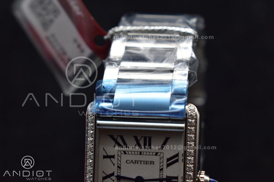 Tank Solo 27.5mm K11F SS White Dial With Diamond Bezel On SS Bracelet Ronda Quartz