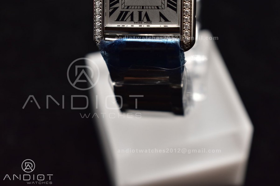 Tank Solo 20.3mm K11F SS White Dial With Diamond Bezel On SS Bracelet Ronda Quartz