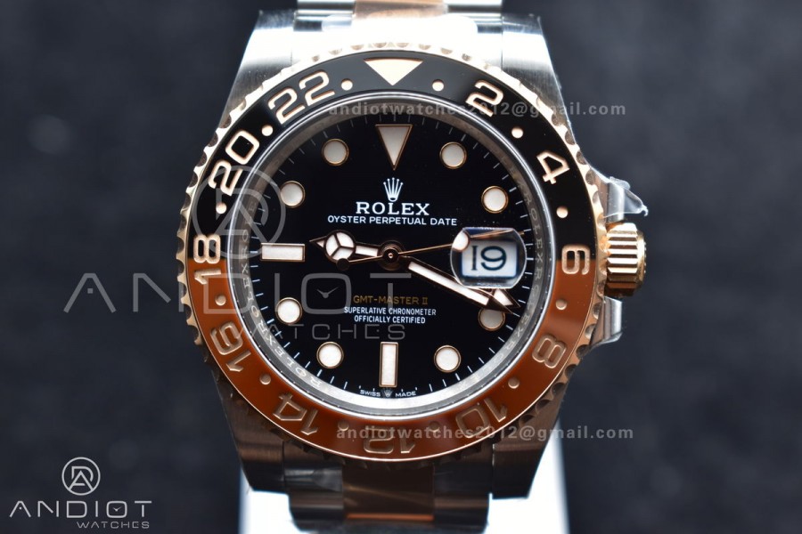 GMT-Master II 126711 CHNR Black/Brown Ceramic Clean Factory Best Edition on SS/RG Bracelet DD3285 CHS