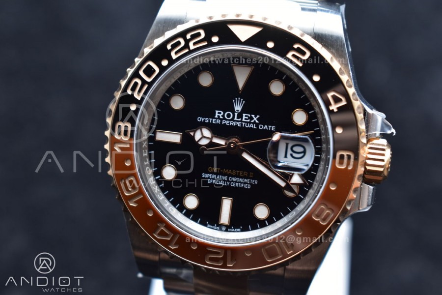 GMT-Master II 126711 CHNR Black/Brown Ceramic Clean Factory Best Edition on SS/RG Bracelet DD3285 CHS
