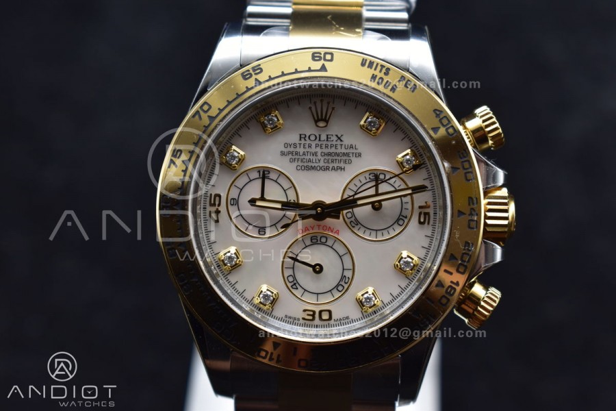 Daytona 116503 Clean 1:1 Best Edition White Mother Of Pearl Diamond Dial on SS/YG Bracelet SA4130 V2 