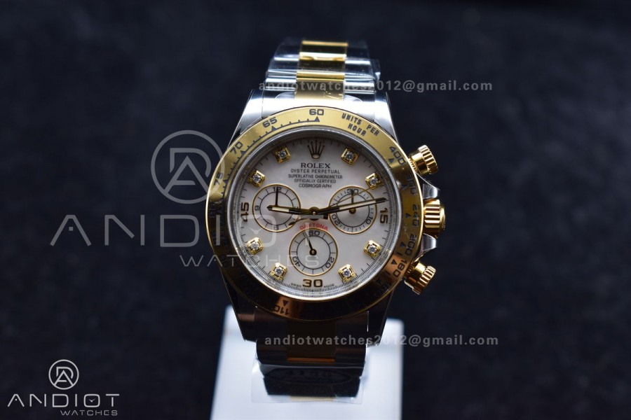 Daytona 116503 Clean 1:1 Best Edition White Mother Of Pearl Diamond Dial on SS/YG Bracelet SA4130 V2 