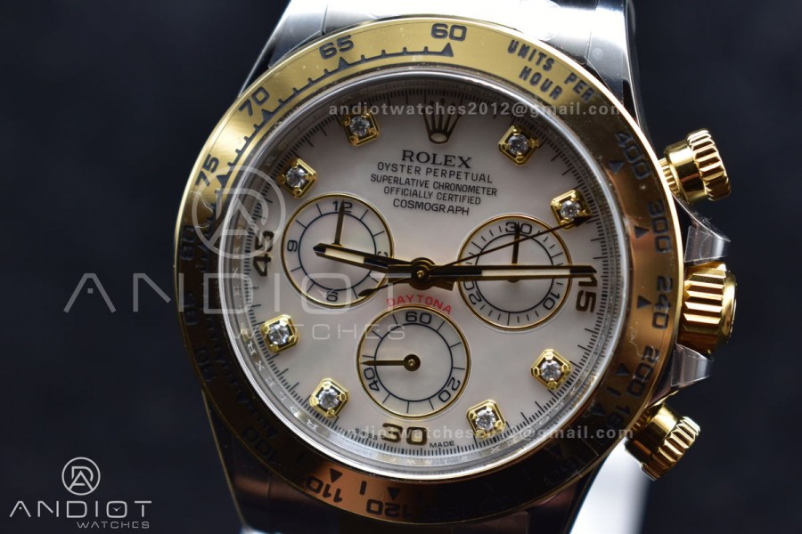 Daytona 116503 Clean 1:1 Best Edition White Mother Of Pearl Diamond Dial on SS/YG Bracelet SA4130 V2 