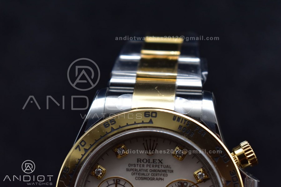 Daytona 116503 Clean 1:1 Best Edition White Mother Of Pearl Diamond Dial on SS/YG Bracelet SA4130 V2 
