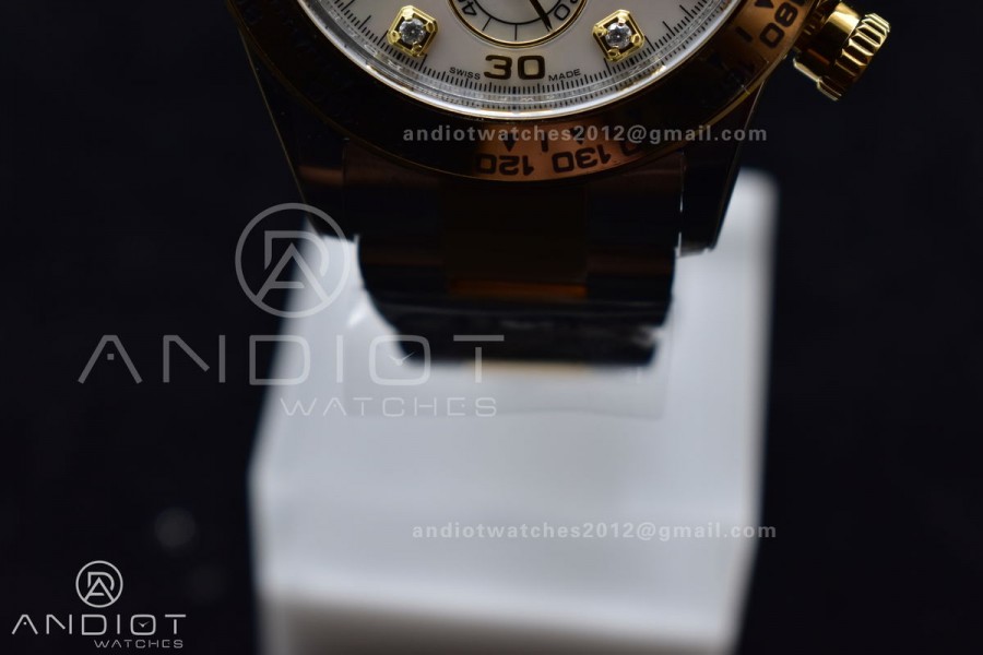 Daytona 116503 Clean 1:1 Best Edition White Mother Of Pearl Diamond Dial on SS/YG Bracelet SA4130 V2 