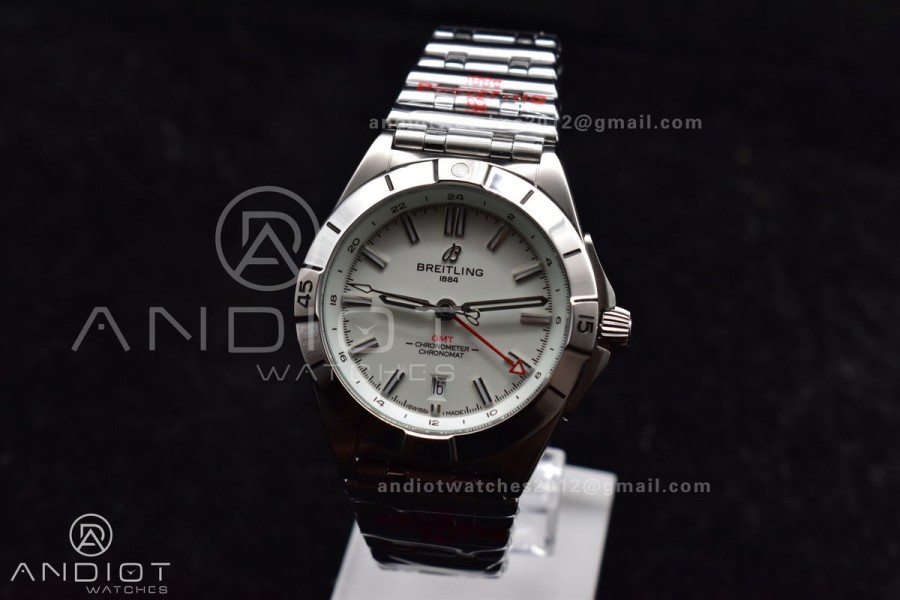 Breitling BLS Factory Chronomat Automatic 1:1 Best Edition GMT 40mm White Dial On SS Bracelet A2836