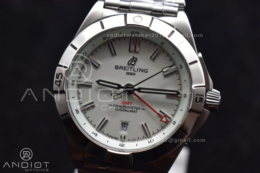 Breitling BLS Factory Chronomat Automatic 1:1 Best Edition GMT 40mm White Dial On SS Bracelet A2836