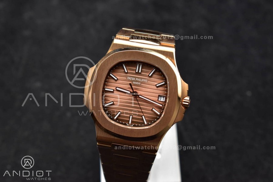 Nautilus 5711/1R RG 3KF 1:1 Best Edition Brown Textured Dial on RG Bracelet A324 Super Clone V2