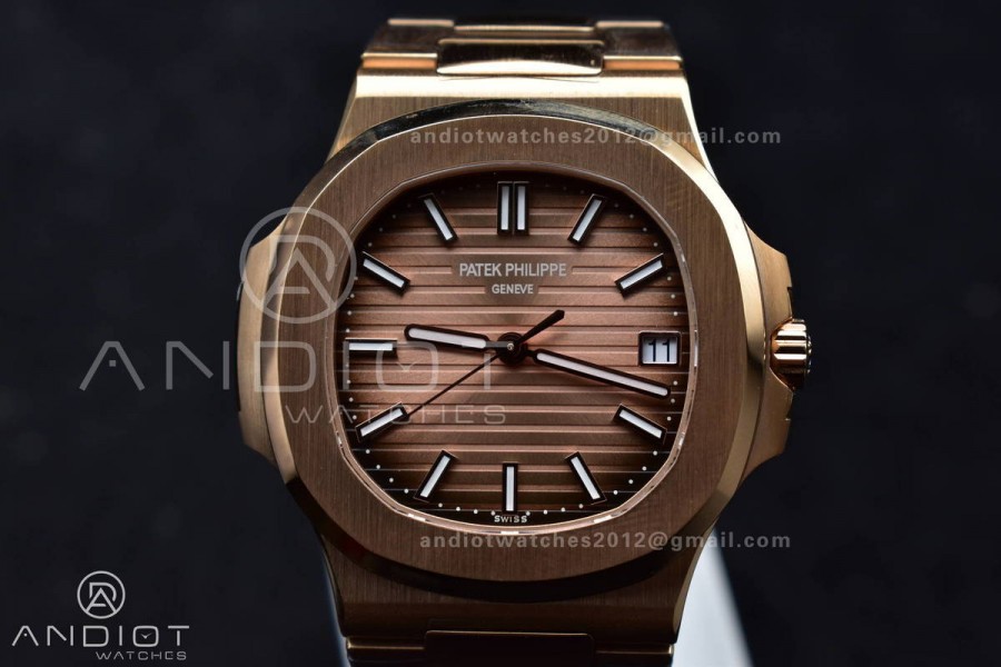 Nautilus 5711/1R RG 3KF 1:1 Best Edition Brown Textured Dial on RG Bracelet A324 Super Clone V2