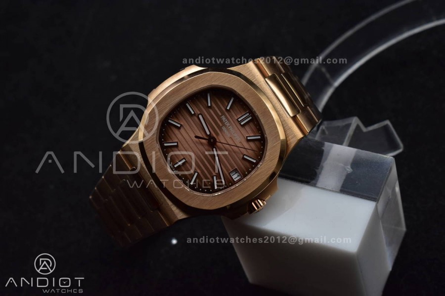 Nautilus 5711/1R RG 3KF 1:1 Best Edition Brown Textured Dial on RG Bracelet A324 Super Clone V2