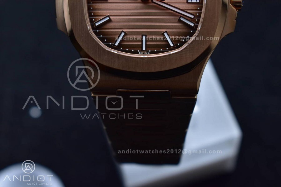 Nautilus 5711/1R RG 3KF 1:1 Best Edition Brown Textured Dial on RG Bracelet A324 Super Clone V2