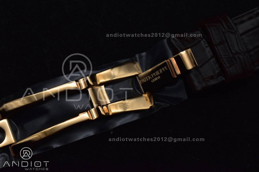 Nautilus 5711/1R RG 3KF 1:1 Best Edition Brown Textured Dial on Brown Leather Strap A324 Super Clone V2