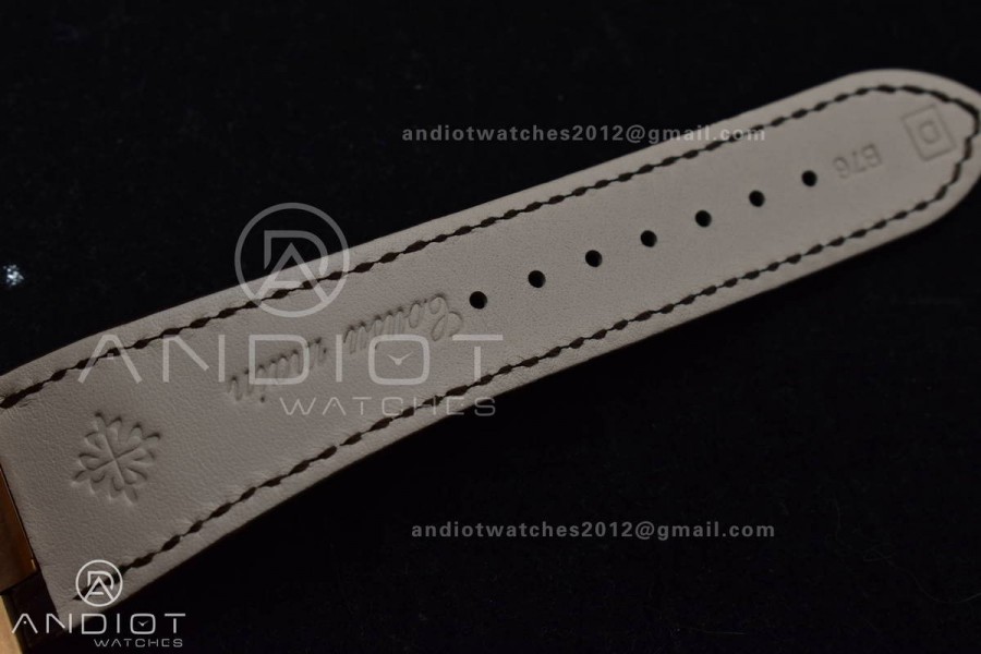 Nautilus 5711/1R RG 3KF 1:1 Best Edition Brown Textured Dial on Brown Leather Strap A324 Super Clone V2