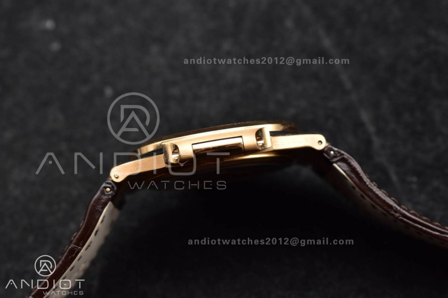 Nautilus 5711/1R RG 3KF 1:1 Best Edition Brown Textured Dial on Brown Leather Strap A324 Super Clone V2