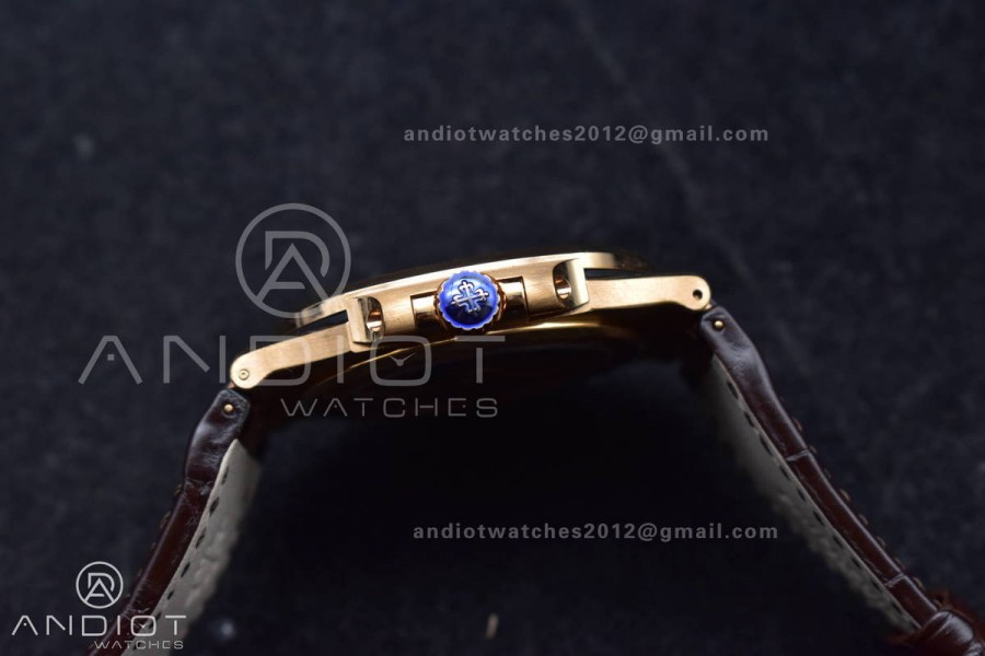 Nautilus 5711/1R RG 3KF 1:1 Best Edition Brown Textured Dial on Brown Leather Strap A324 Super Clone V2