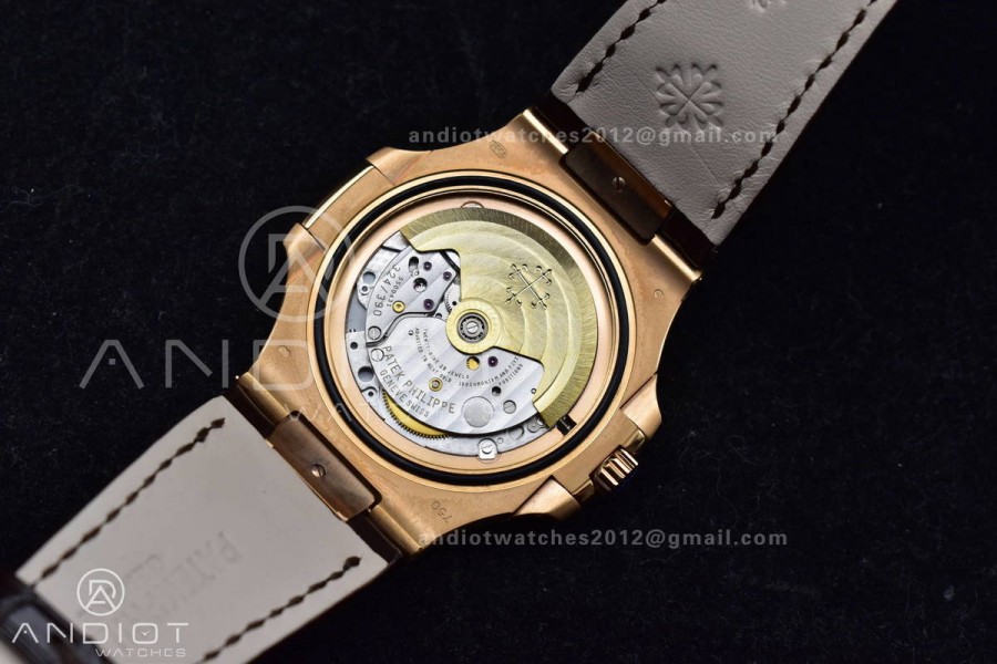 Nautilus 5711/1R RG 3KF 1:1 Best Edition Brown Textured Dial on Brown Leather Strap A324 Super Clone V2