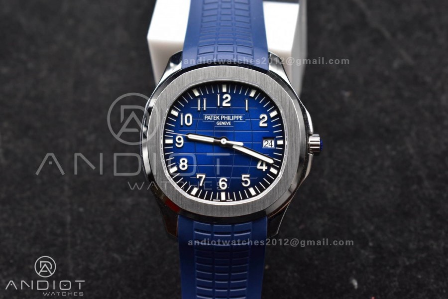 Aquanaut 5167G 42mm SS 3KF 1:1 Best Edition Blue Dial on Blue Rubber Strap A330 Super Clone V3