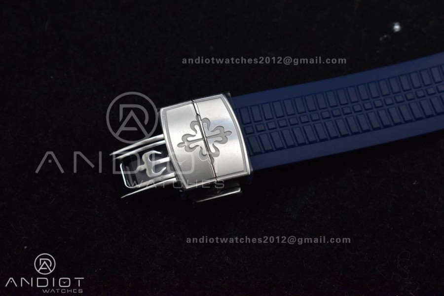 Aquanaut 5167G 42mm SS 3KF 1:1 Best Edition Blue Dial on Blue Rubber Strap A330 Super Clone V3