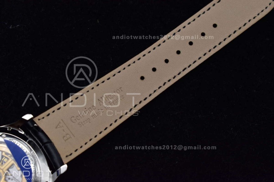 Master Ultra Thin Moon SS APSF 1:1 Best Edition Silver Dial on Black Leather Strap SA925 Super Clone