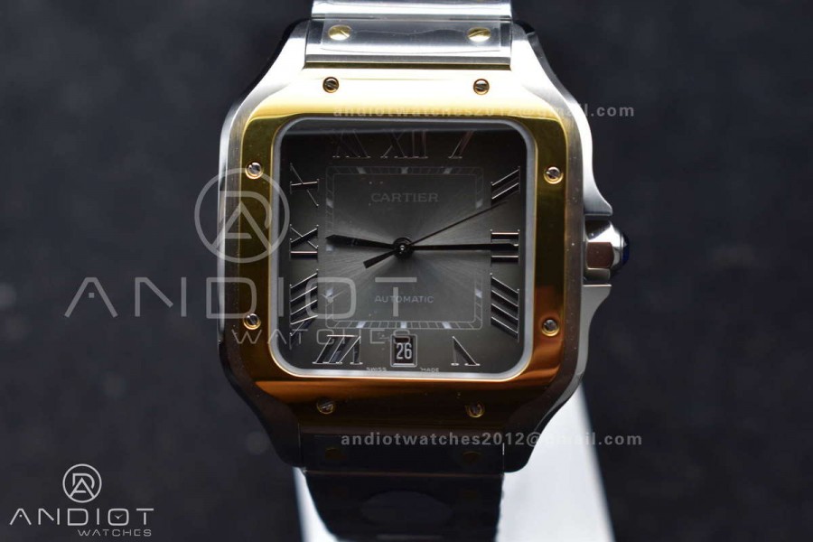 Santos de Cartier 40mm SS/YG BVF 1:1 Best Edition Gray Dial on SS/YG SmartLinks Bracelet MIYOTA 9019